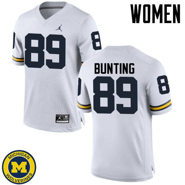 Women's Michigan Wolverines #89 Ian Bunting White University Jersey